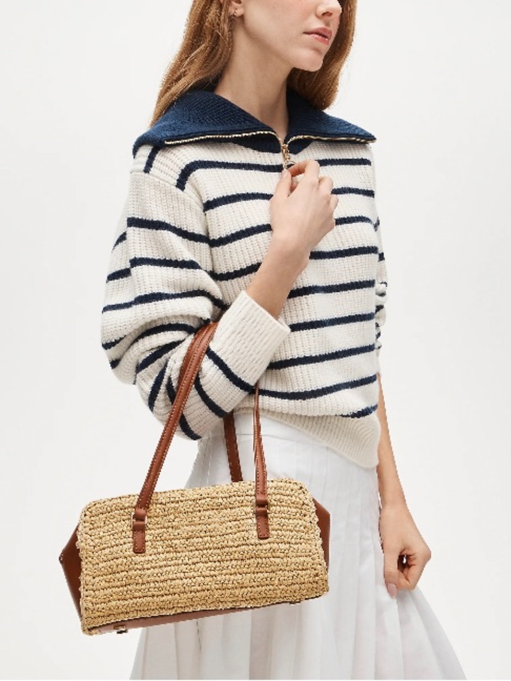 J.Crew Delphine handknotted shoulder bag in straw CR886.